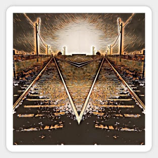 TRAIN TRACKS. DIVERGENT VIEW.... INFINITE POSSIBILITIES Sticker